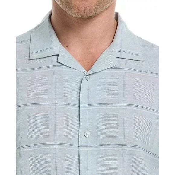 Cubavera Men’s Classic‑Fit Windowpane Linen Blend Camp Shirt S/CH $80 NWT - Picture 3 of 9